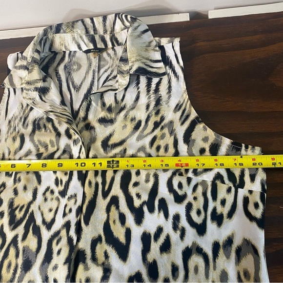 Milano Top Animal Print Sleeveless Women Top M Button Down - Picture 4 of 9